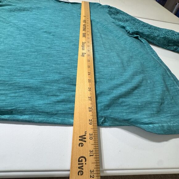 Catherine’s Teal Green Jersey & Eyelet Pullover Blouse Women’s Plus Size 3X - Picture 8 of 9